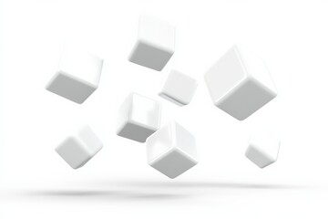 Floating White Cubes on a Minimalist Background Ideal for Modern Design Themes