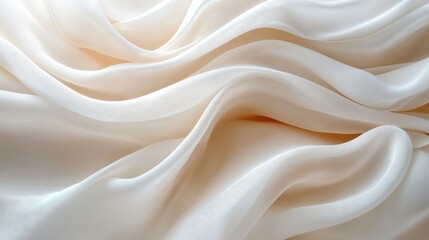 Obraz premium Soft white silk fabric draping gently in natural light, creating elegant waves and textures in a serene setting