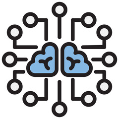 Neural Network Blue Black Icon