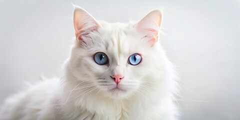Obraz premium Fashionable White Cat with Stunning Blue Eyes - Elegant Pet Photography