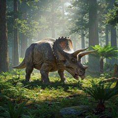 Triceratops in a Jurassic forest
