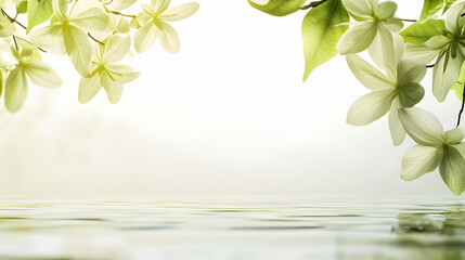 White Blossoms Reflecting on Calm Water