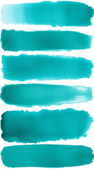 Obraz premium Teal Paint Strokes: Color Swatches, Texture & Artistic Brush Marks - isolated background