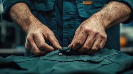 Crafting apparel tailoring techniques in a workshop environment close-up view of hands at work