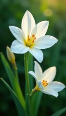 Obraz premium Large showy white petals blooming on tall stems, perennial flowers,