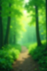 Obraz premium Ombre green bokeh, ethereal, blurry natural scene, hue, ombre