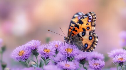 Fototapeta premium A vivid purple bloom with a radiant yellow heart, encircled by delicately ruffled petals, captures attention at the heart of this enchanting close-up shot