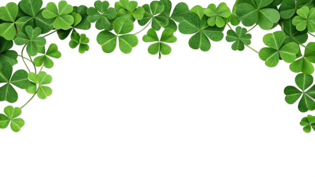 decorative shamrocks border for design use with transparent background