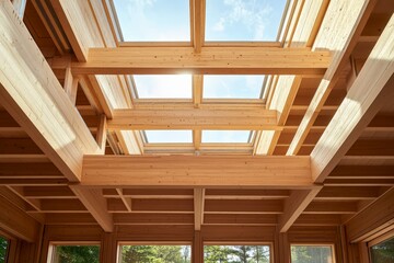 Obraz premium modern architecture house with blue sky reflection