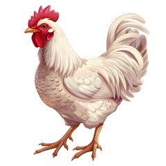 Fototapeta premium Detailed Illustration of a Majestic White Chicken with Feathers