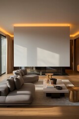 Interior design series: Modern living room with big empty white wall