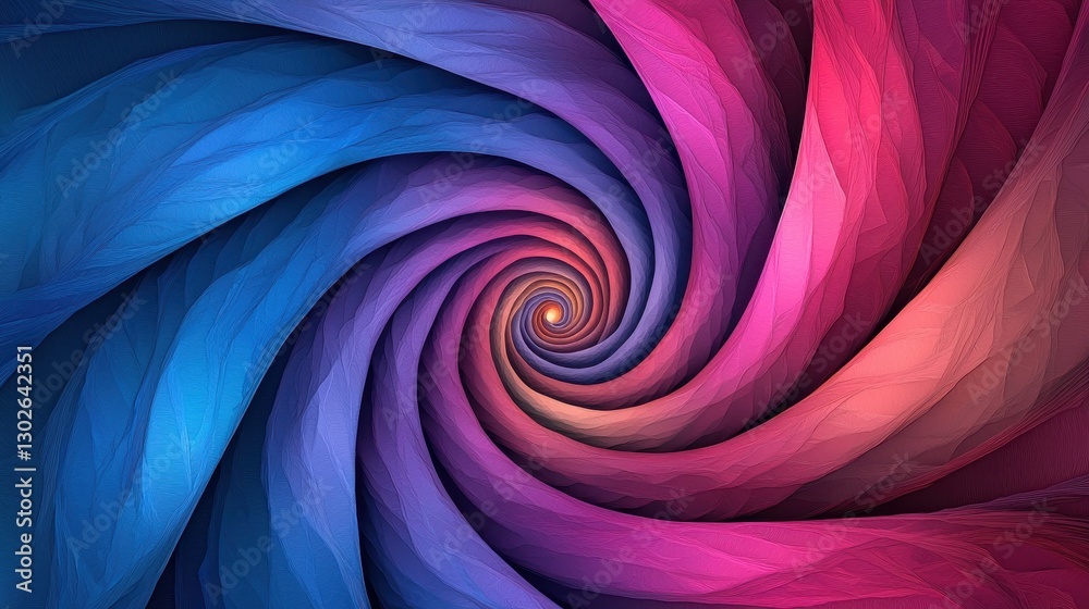 Poster a vibrant, swirling pattern of blues and pinks, creating a mesmerizing spiral effect that draws the 