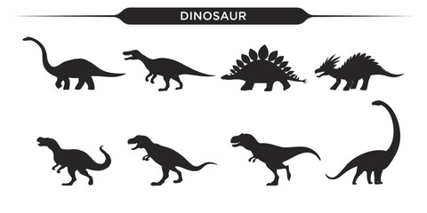 Naklejka premium Vector illustration of various dinosaur silhouettes