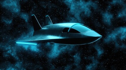 Obraz premium Futuristic spacecraft exploration outer space digital art nebula environment dynamic viewpoint science fiction concept