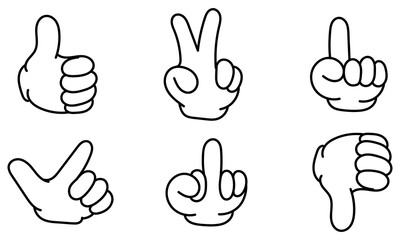 collection of hand drawings of hand gestures