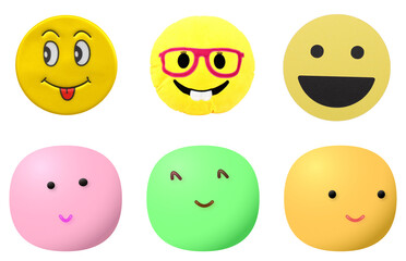 Smiley emoji icon set on white background