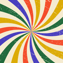 Abstract Spiral Retro Background. Vintage Swirl Wallpaper With Grunge Texture. Vector Illustration