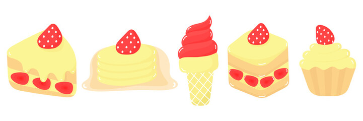 a collection of sweet cake illustrations
