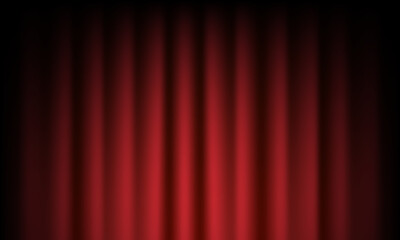 Closed Silky Red Curtain Stage Background. Vector Illustration
