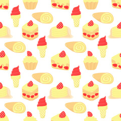 a seamless pattern of sweet cake illustrations