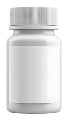 Closeup of a white medicine bottle with embossed details