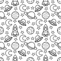hand drawn seamless pattern with space theme star version
