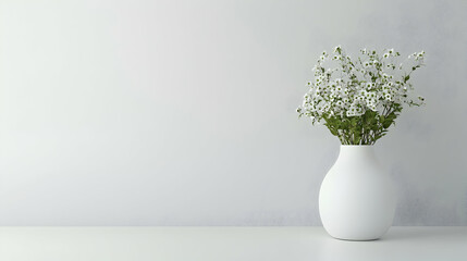White Flowers in a White Vase Minimalist Home Decor