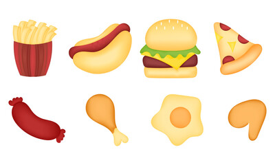 fast food hand drawn illustration mesh version