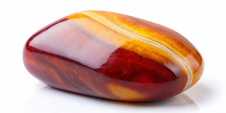 Gleaming Mookaite Jasper Stone, Minimalist Product Photography, Isolated on White