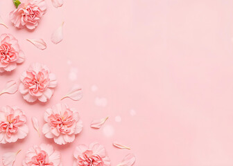 Pink Carnations and Petals Background – Elegant and Romantic Design