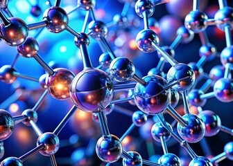 Glowing Blue Molecular Structures: Panoramic Abstract Scientific Background