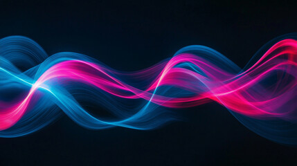 Abstract pink and blue swirling wave design background image art glow neon dark light style lines