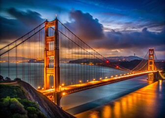Obraz premium Golden Gate Bridge Night Lightscape - Stunning Low-Light Cityscape Photography