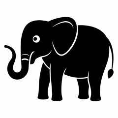 Elephant black vector on white background.