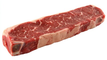 Obraz premium Fresh Raw Ribeye Steak with Marbling on White Background for Culinary Use