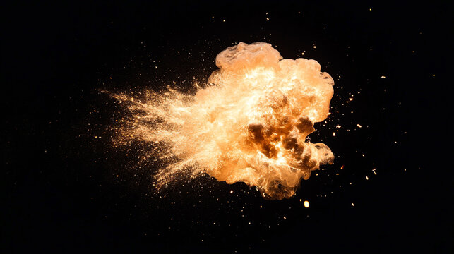 Fiery explosion dramatic orange yellow burst fire sparks background hot heat glow power light smoke