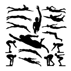 swimming swimmer vector silhouette