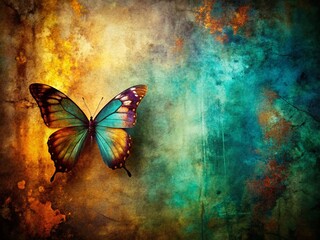Obraz premium Grunge Butterfly Texture Background: Rustic Wings, Copy Space Right