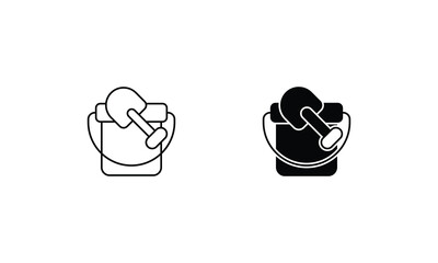 Fototapeta premium Bucket And Spade icons set line and glyph vector stock illustration