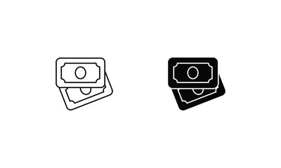 Money icons set line and glyph vector stock illustration