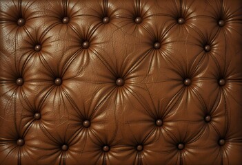 Fototapeta premium Brown Leather Upholstered Headboard Tufted Texture Classic Furniture Design