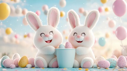 Adorable Easter bunny and friends