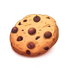 Fototapeta premium Delicious Chocolate Chip Cookie on White Background for Design Use