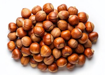 Obraz premium Hazelnuts, Isolated, Top View, White Background, Nuts, Food Photography