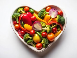 Heart-Shaped Bowl of Colorful Vegetables, Low Light Still Life Photography