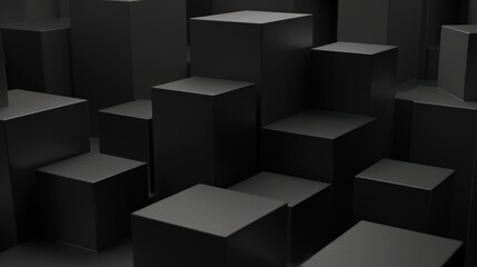Obraz premium Abstract Black Cube Composition: A 3D Render of Geometric Shapes