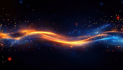 Obraz premium Abstract Glowing Wave Background with Blue and Orange Particles