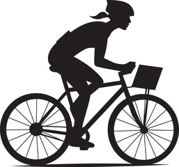Bold Bicycle Silhouette on White Background, silhouette of a woman with bicycle