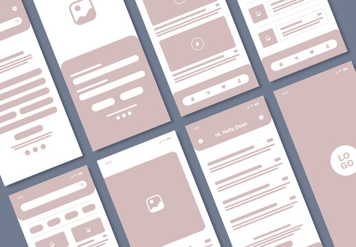 Modern Mobile App Wireframe UI UX Template