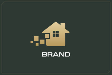 Home Building Logo Modern Structure Gold
